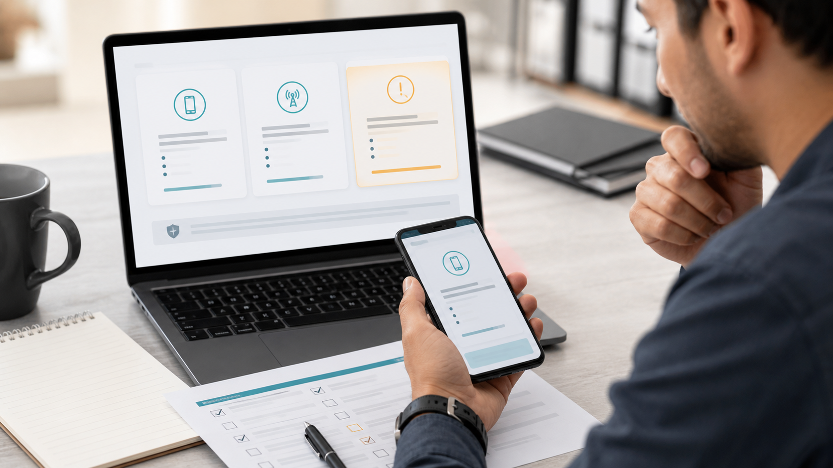 Support analyst reviewing a phone verification report before approval connected with IMEI Guide