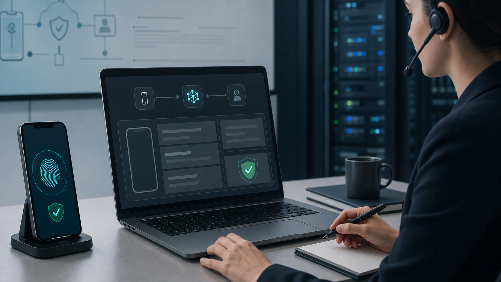 Privacy-focused IMEI verification workflow with secured device data and support analyst review